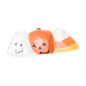 Three Section Candy Corn, Ghost & Pumpkin Bowl, NEW in original box